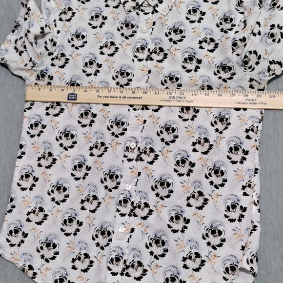 Club Monaco Mens Small Slim Fit 100% Cotton Short Sleeve Button Down Floral‎ - Picture 7 of 12